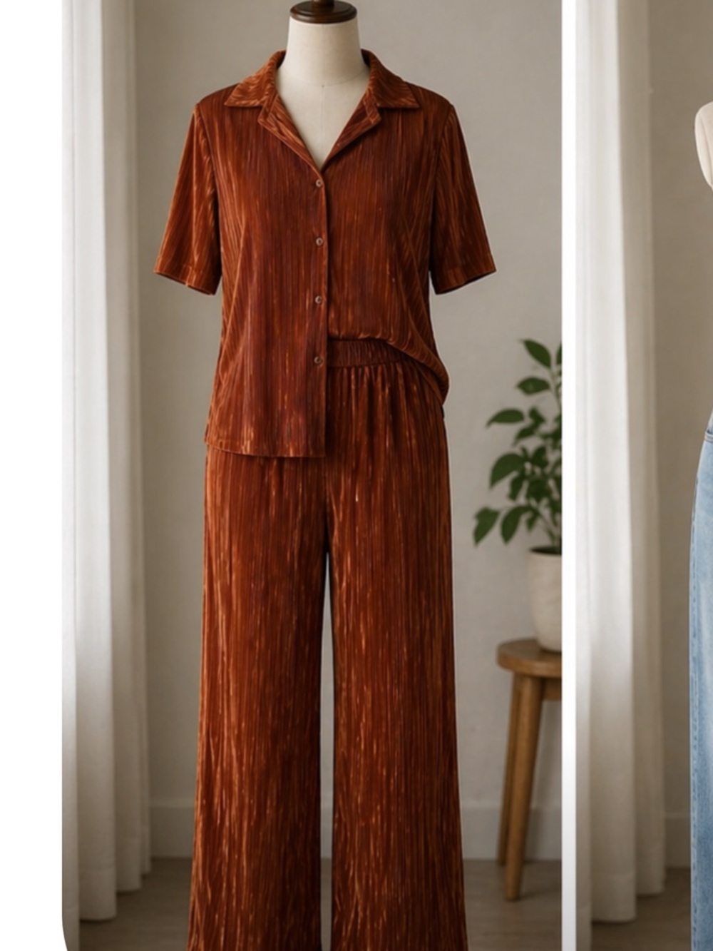 Mango Ribbed Two-Piece matching set - Rust copper